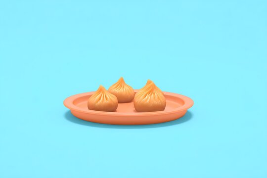 Dumplings on a plate with soft light