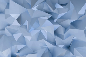 Poster - Dynamic 3D abstract geometric background featuring blue polygonal shapes. 3D rendering pattern in modern tech design for website headers, or creative presentations.