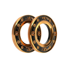 Poster - Interlocking Golden Rings with Black Accents Abstract Industrial Design