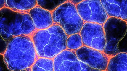 Aufkleber - Abstract fractal artwork depicting a network of glowing cells interconnected by vibrant energy pathways