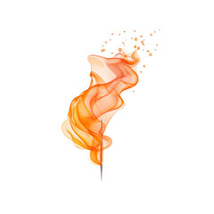 Poster - Abstract Orange Ink Swirl with Droplets on Black Background