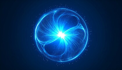 Aufkleber - Glowing Energy Orb on a Dark Blue Background.
