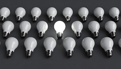 Aufkleber - Glowing lightbulb amongst unlit ones.
