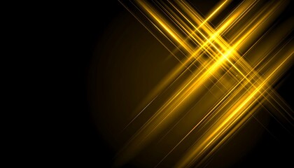 Poster - Golden Light Beams on Black Background.