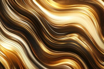 Poster - Golden brown, beige, and white wavy texture, shining with glittery gold effect. Perfect for luxury brands, invitations, or sophisticated background design.
