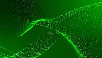Poster - Green abstract digital waves background.