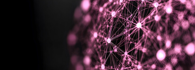 Fototapete - Abstract network connections glowing pink against dark background representing data transmission and digital communications