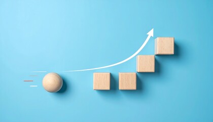 Aufkleber - Growth concept with cubes and arrow.