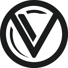Poster - Minimalist vector logo design featuring abstract letter v inside a circle