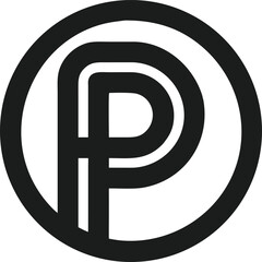Poster - Modern minimalist logo design featuring an abstract letter p in a circle