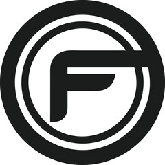Poster - Minimalistic black silhouette letter f logo design within a circle for branding