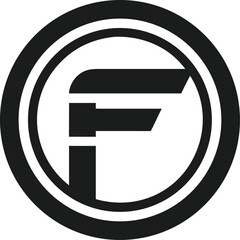Poster - Minimalist black silhouette logo design featuring abstract letter f in a circle