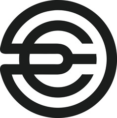Poster - Abstract letter e in a circle logo design vector illustration in black