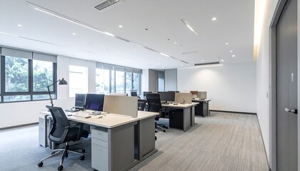 Poster - Modern office interior with workstations.