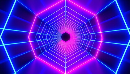 Poster - Neon tunnel Futuristic perspective background.