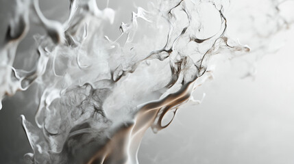 Poster - Abstract depiction of swirling smoke with light and dark contrasts on a neutral background art piece