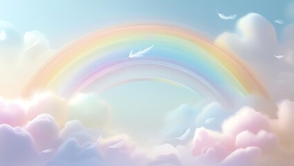 Wall Mural - pastel rainbow dreamscape: a serene cloud heaven