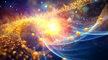 Wall Mural - golden particles and glowing waves in a mystical cosmic dance