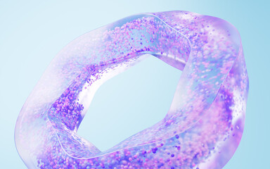 Poster - Flowing purple particles in glass geometry, 3d rendering.