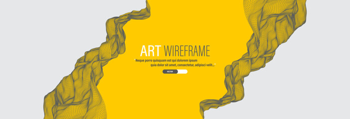 Aufkleber - The abstract wave is made in a frame style. Template for science and technology presentation. Vector art.