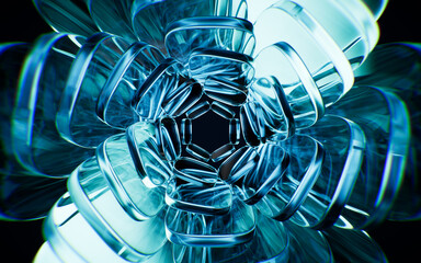 Poster - Abstract glass fragment flower background, 3d rendering.