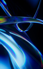 Poster - Abstract blue glass geometry background, 3d rendering.