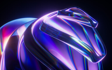 Poster - Abstract gradient glass geometry background, 3d rendering.