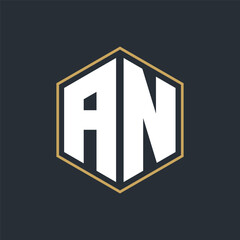 Poster - Modern Luxury Letter Monogram Logo with Polygon Frame Design
