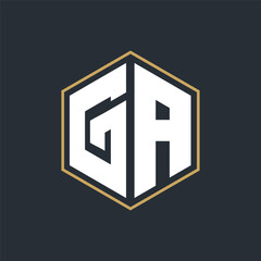 Poster - Modern Luxury Letter Monogram Logo with Polygon Frame Design

