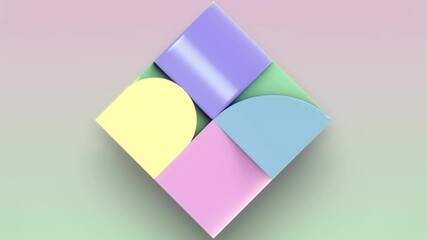 Aufkleber - Minimalist optical loop animation with colorful cubic geometric shapes. Ideal as a background image for presentations, digital design or motion decor. 3d rendering 4K