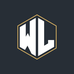 Poster - Modern Luxury Letter Monogram Logo with Polygon Frame Design
