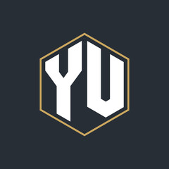 Poster - Modern Luxury Letter Monogram Logo with Polygon Frame Design
