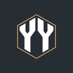 Poster - Modern Luxury Letter Monogram Logo with Polygon Frame Design
