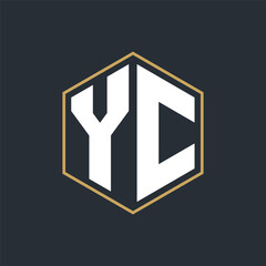 Poster - Modern Luxury Letter Monogram Logo with Polygon Frame Design
