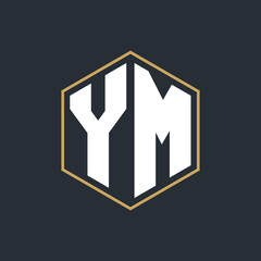 Poster - Modern Luxury Letter Monogram Logo with Polygon Frame Design
