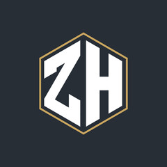 Poster - Modern Luxury Letter Monogram Logo with Polygon Frame Design
