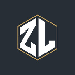 Poster - Modern Luxury Letter Monogram Logo with Polygon Frame Design
