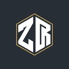 Poster - Modern Luxury Letter Monogram Logo with Polygon Frame Design

