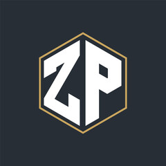 Poster - Modern Luxury Letter Monogram Logo with Polygon Frame Design
