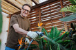 © Westend61 - Man gardening on a rooftop terrace with tropical plants