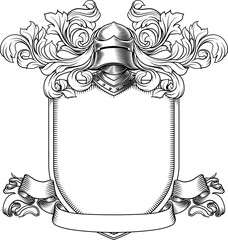 Wall Mural - coat of arms crest knight family medieval shield heraldry heraldic armorial motif. featuring a knigh