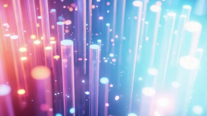 Poster - neon light columns: abstract image of vibrant neon light columns in pink, blue, and orange hues, cre
