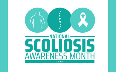 Wall Mural - scoliosis awareness month background banner or poster design template. observed every year in june. 