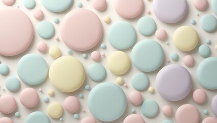 Fototapete - Pastel Circles Pattern Background in Pink Blue and Yellow Elegant Design