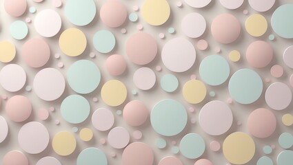 Fototapete - Pastel Circle Pattern with Soft Shadows Modern and Playful Background