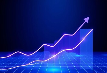 Poster - Abstract blue vector graph illustrating upward growth analytics ,  diagram,  chart