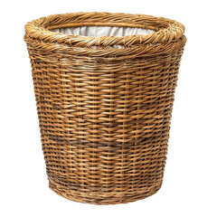 Poster - Woven wicker basket with round shape and fabric liner, perfect for storage or decor. Its natural texture adds warmth to any space, making it versatile home accessory