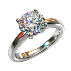 Aufkleber - Stunning engagement ring featuring brilliant round diamond set in sleek silver band, perfect for symbolizing love and commitment