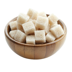 Poster - Sweet sugar cubes in wooden bowl, perfect for adding to beverages or desserts. Their delightful texture and appearance enhance any culinary experience