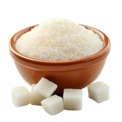 Poster - Sugar in bowl with granulated and cube forms, perfect for sweetening dishes and beverages. This captures essence of sweetness and culinary versatility